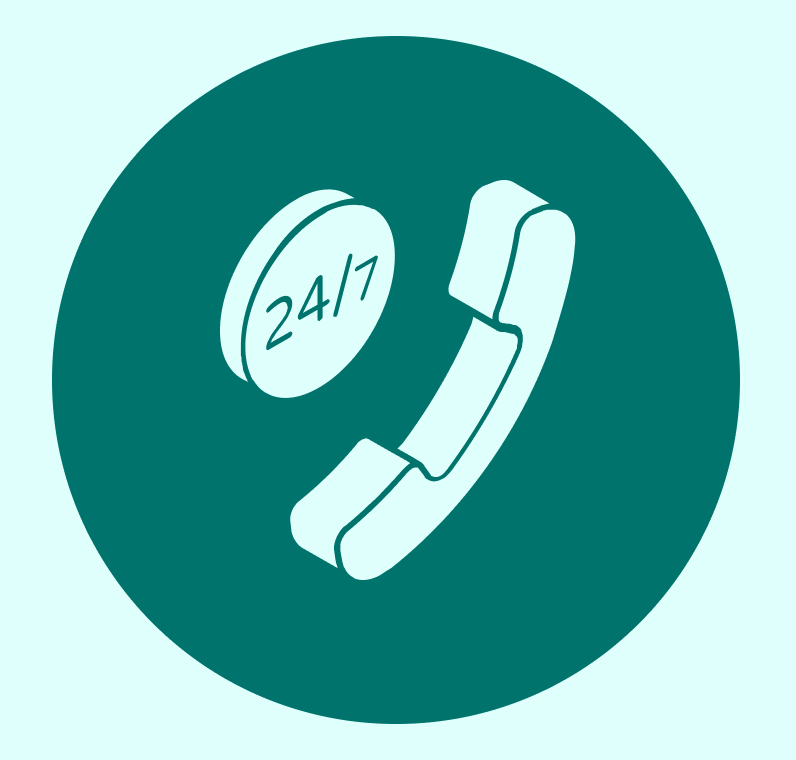 Icon representing 24/7 support