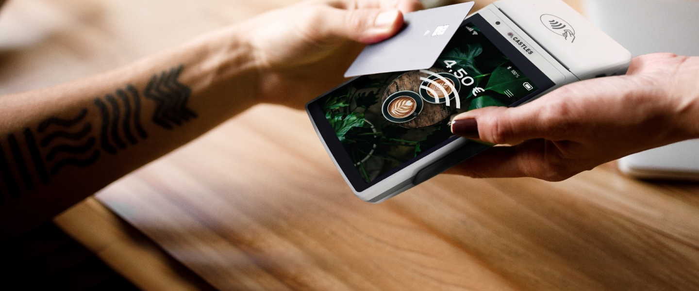 Person using a card machine